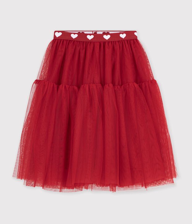 Children's long skirt in plain tulle red