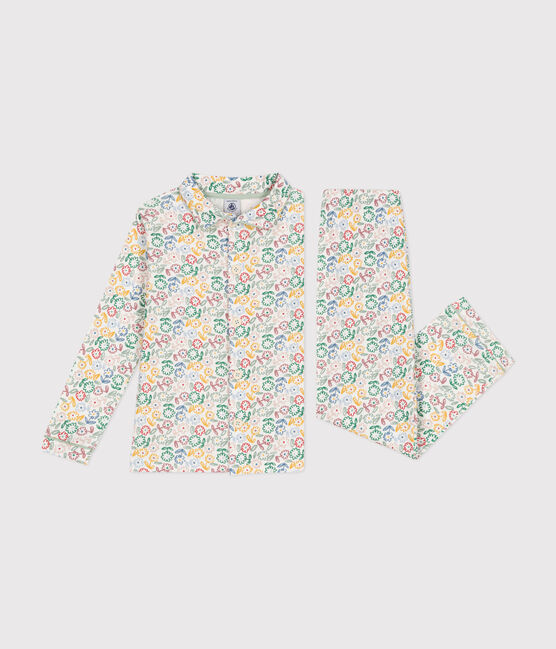 Children's floral print cotton pyjamas MARSHMALLOW white/MULTICO white