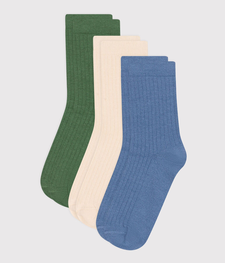 Children's plain cotton socks - 3-pack multicolor