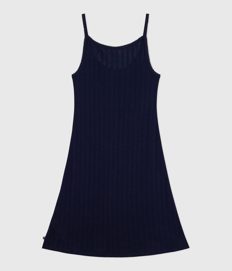 Women's openwork cotton nightdreaa SMOKING blue