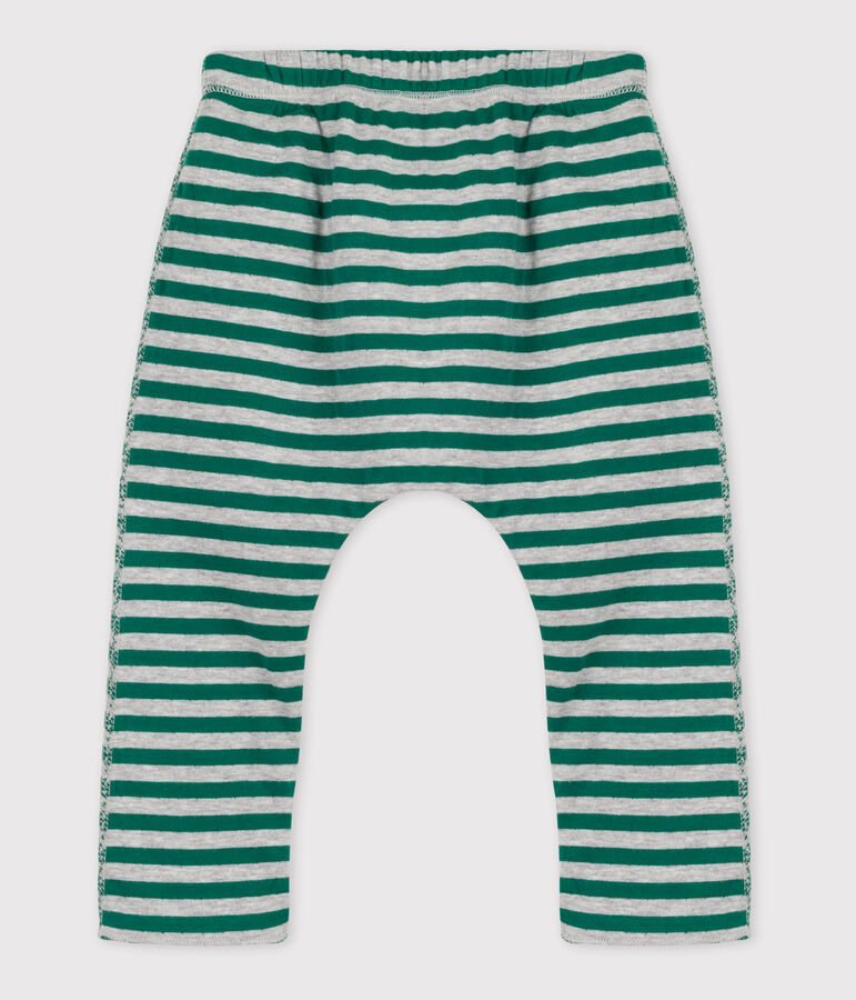 Babies' Stripy Tube Knit Trousers green/grey