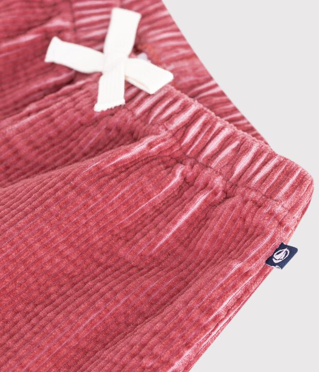 Babies' plain corduroy trousers pink