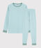 Unisex Blue Stripy Ribbed Pyjamas TIKI blue/MARSHMALLOW white