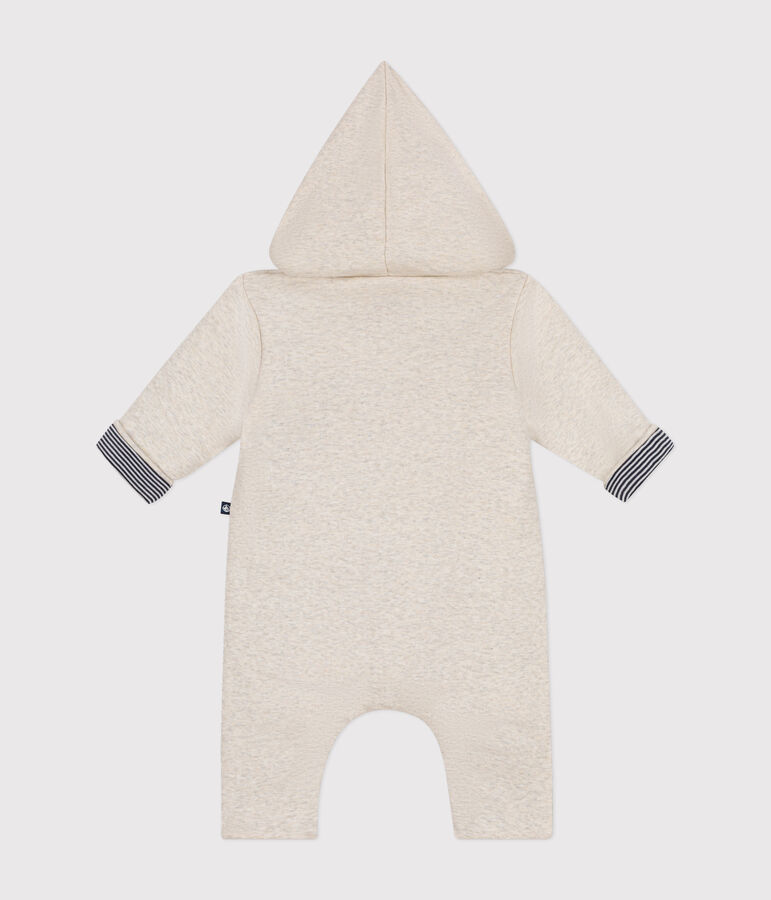 Babies' padded hooded cotton jumpsuit MONTELIMAR CHINE beige