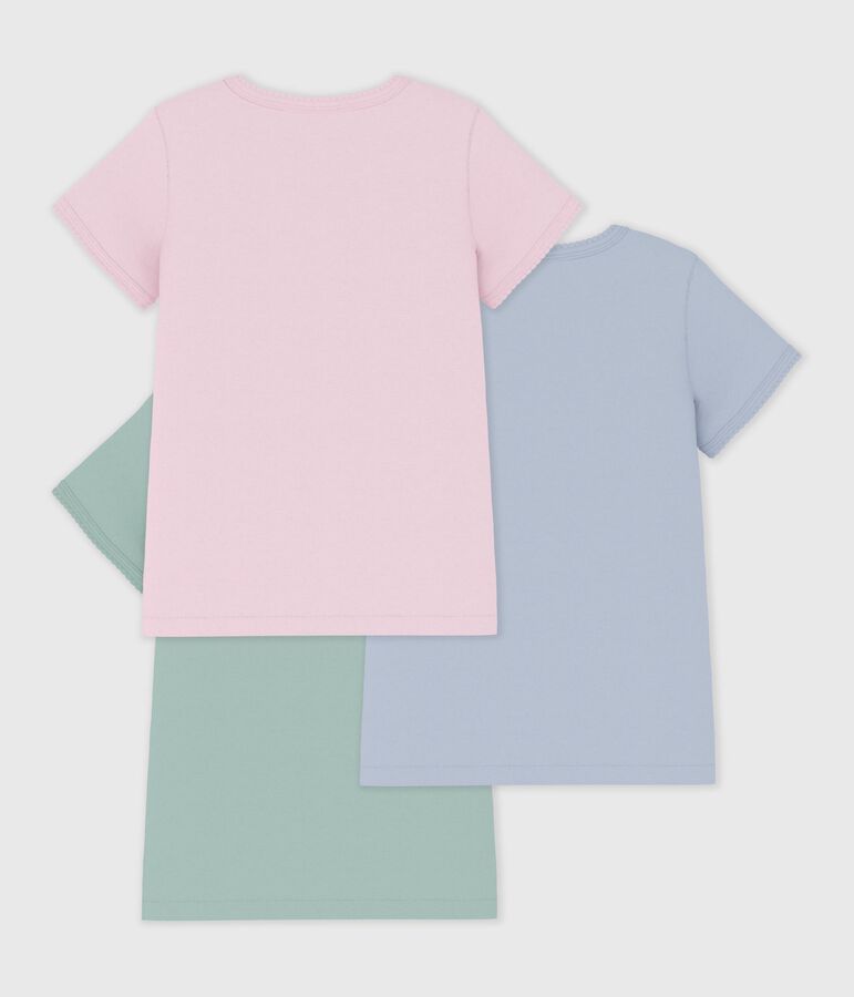 Pack of children's short-sleeved plain cotton T-shirts multicolor