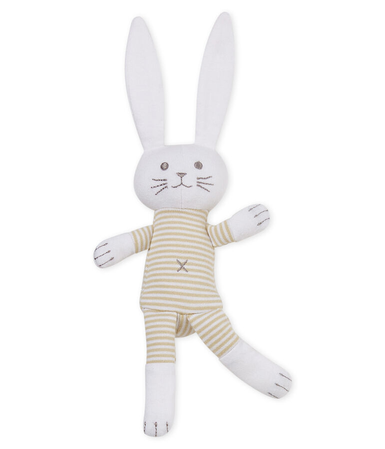 Unisex baby rabbit rattle comforter grey/white