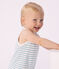 Babies' sleeveless short jumpsuit in stripy cotton terry towelling MARSHMALLOW /MIMI
