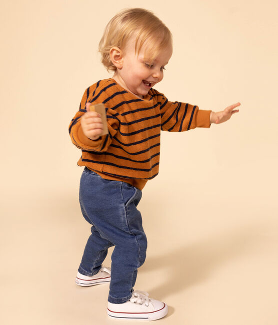 Babies' Striped Terry Sweatshirt ECUREUIL /SMOKING