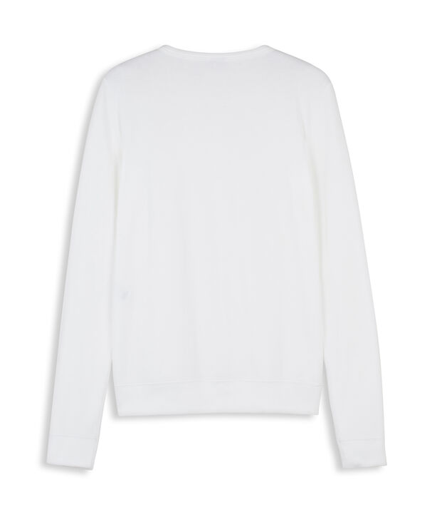 Women's long-sleeved V-neck striped tee white