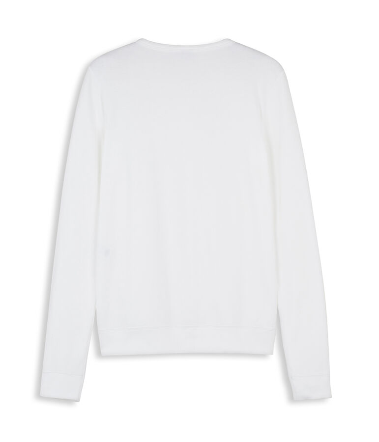 Women's long-sleeved V-neck striped tee white