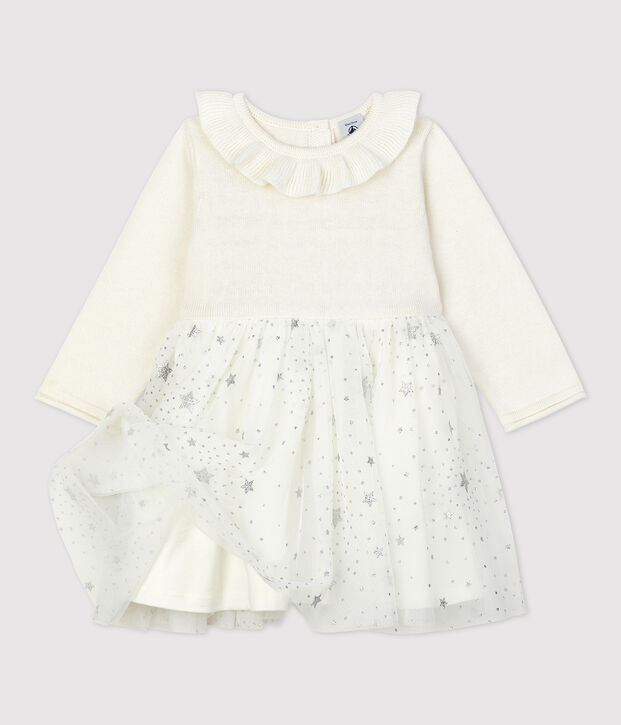 Babies' Knitted Dress white/grey