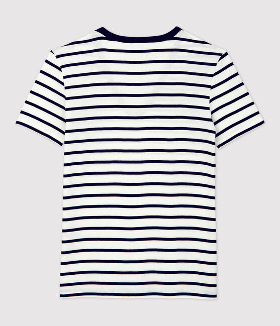 Women's Iconic Cotton V-Neck T-Shirt MARSHMALLOW white/SMOKING blue