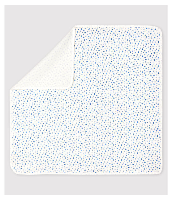 Babies' Organic Cotton Maternity Blanket MARSHMALLOW white/COOL blue