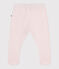 Newborn babies' plain cotton trousers with feet FLEUR pink