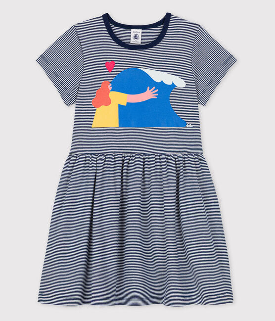 Petit Bateau x Water Family Girls' Dress MEDIEVAL blue/MARSHMALLOW white
