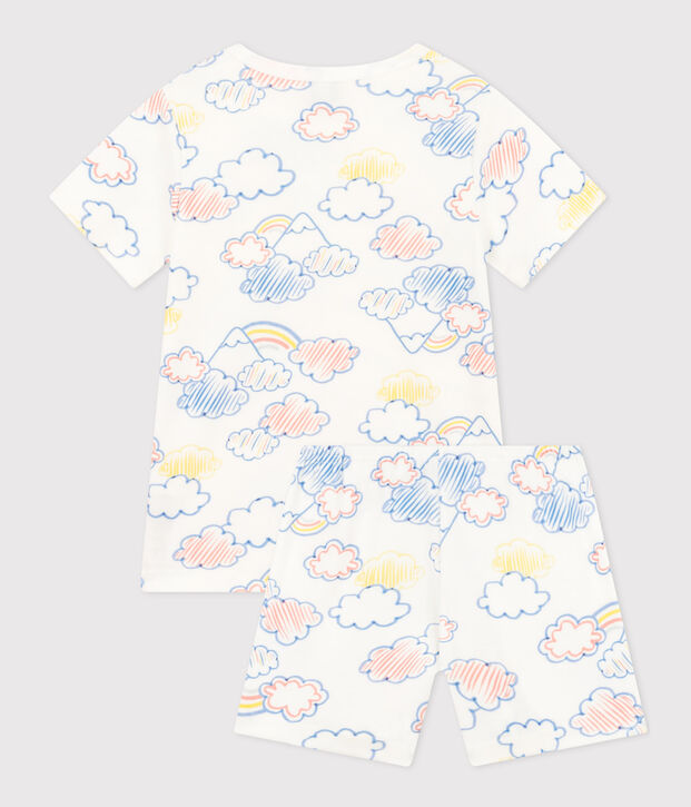 Children's Short Cotton Rainbow Print Pyjamas white/multicolor
