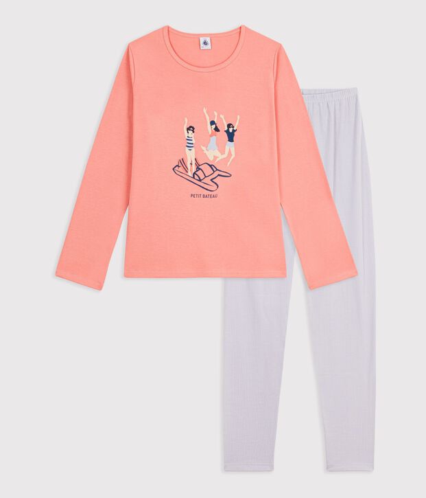 Pyjama  en coton orange/multicolor