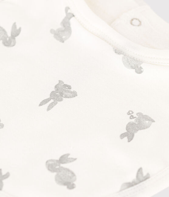 Cotton bib MARSHMALLOW white/SOURICEAU grey