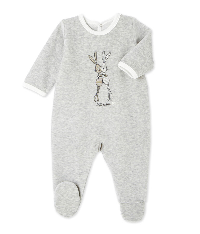 Unisex baby's terry velour sleeper grey