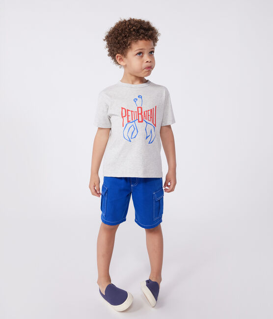 Children's short-sleeved printed cotton T-shirt BELUGA CHINE grey
