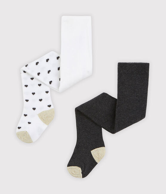 Baby Girls' Tights - 2-Piece Set MARSHMALLOW white/MULTICO white