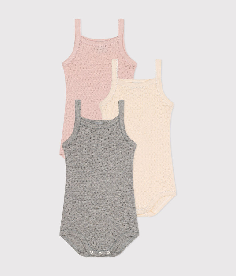 Babies' Strappy Cotton Bodysuits - 3-Pack multicolor