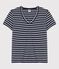 Women's Classic V-Neck Cotton T-Shirt SMOKING blue/MARSHMALLOW white