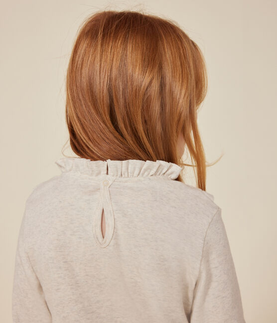 Girls long-sleeved ribbed T-shirt MONTELIMAR CHINE beige