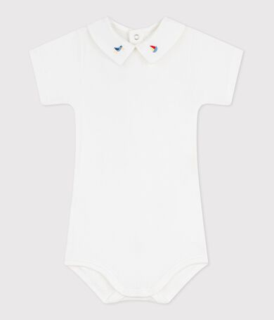 Babies' plain cotton body with an embroidered collar