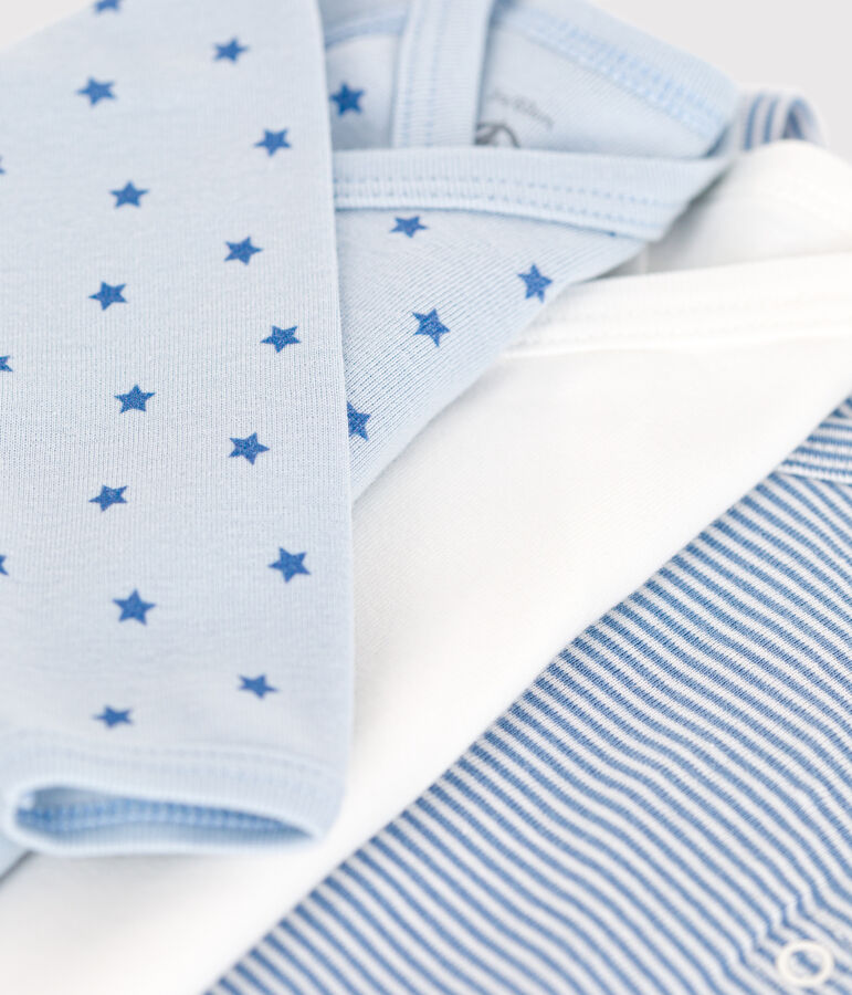 Babies' long-sleeved wrapover cotton bodysuits - 3-Pack multicolor