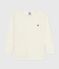 Children's long-sleeved plain wool and cotton t-shirt ECRU grey