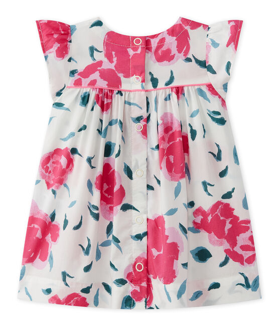 Baby girl's print dress with butterfly sleeves MARSHMALLOW white/MULTICO white