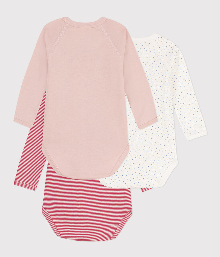 Long-Sleeved Wrapover Printed Cotton Bodysuits - Pack of 3 multicolor
