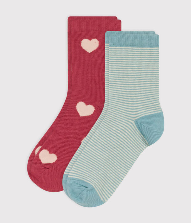 Children's Cotton Jersey Heart Socks - Pack of 2 multicolor