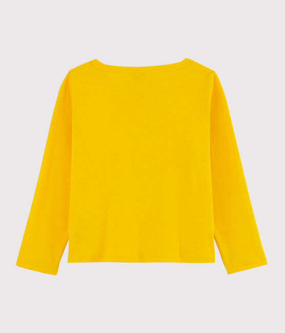Girls' Cotton Cardigan JAUNE yellow