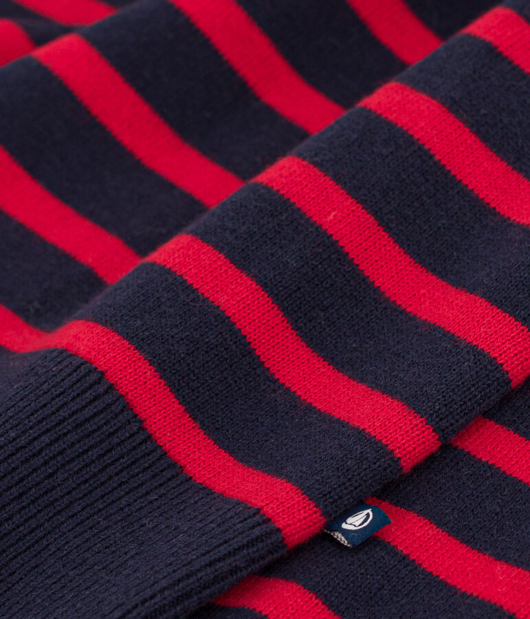 Unisex children's wool and cotton Breton jumper blue/red