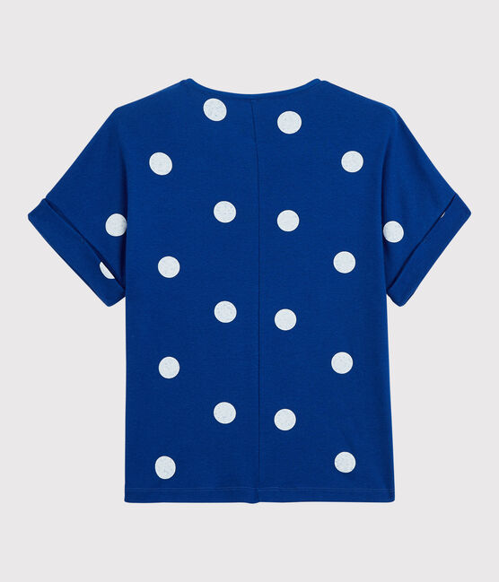 Women's Linen and Cotton Blend T-Shirt SURF blue/MARSHMALLOW white