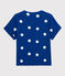 Women's Linen and Cotton Blend T-Shirt SURF blue/MARSHMALLOW white
