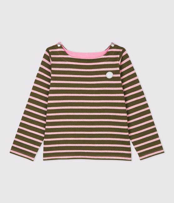 Girls' Cotton Breton Top MILITARY /CHARME BRILLANT