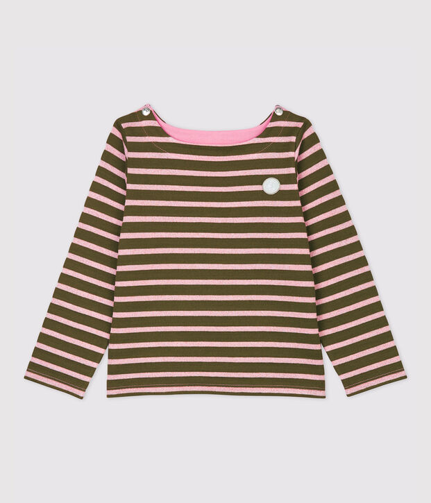 Girls' Cotton Breton Top green/CHARME BRILLANT