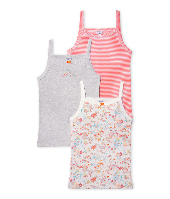 Pack of 3 girl's strap vests . white