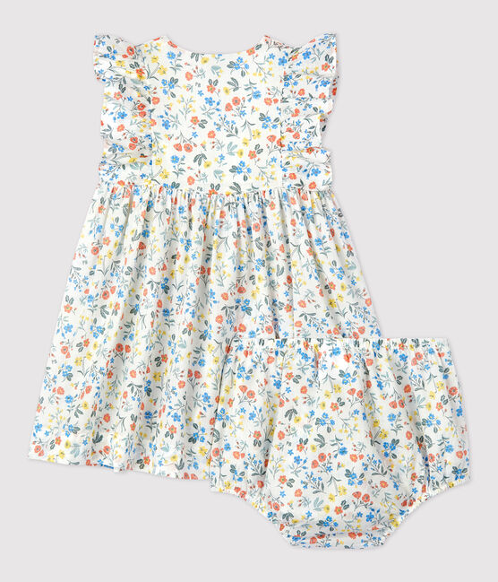 Babies' Poplin Floral Print Dress and Bloomers MARSHMALLOW white/MULTICO white