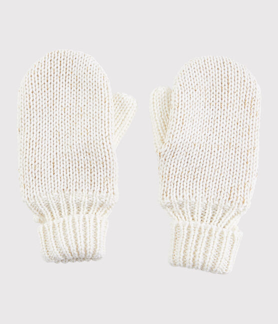 Girls' Mittens MARSHMALLOW white/OR yellow