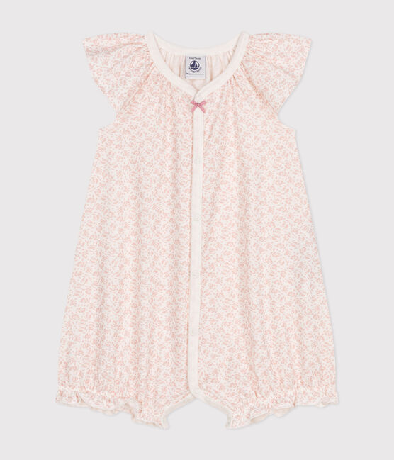 Babies' Floral Print Cotton Playsuit MARSHMALLOW /PANTY