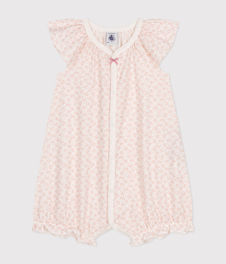 Babies' Floral Print Cotton Playsuit MARSHMALLOW /PANTY
