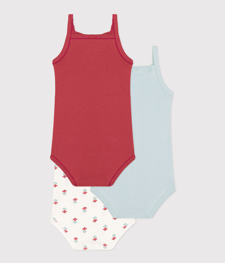 Floral Cotton Vest Bodysuits - Pack of 3 multicolor