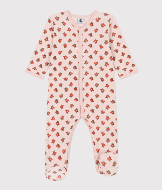 Babies' Floral Velour Pyjamas SALINE pink/MULTICO white