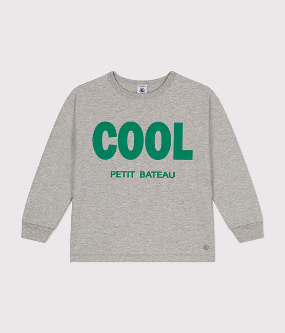 Little boys' long-sleeved T-shirt in fine jersey CHATON CHINE grey