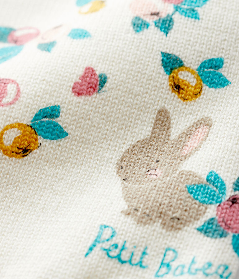 Baby girl's long-sleeved cardigan MARSHMALLOW white