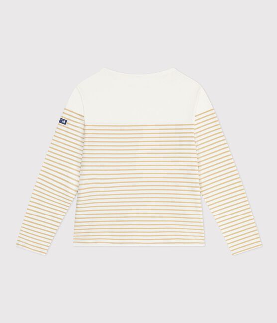Women's cotton Breton T-shirt top MILK beige/CAJOU
